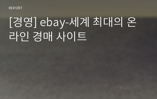 [경영] ebay-세계 최대의 온라인 경매 사이트