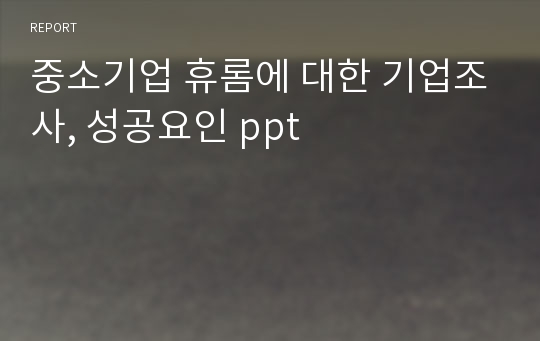 중소기업 휴롬에 대한 기업조사, 성공요인 ppt