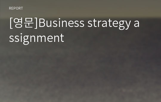 [영문]Business strategy assignment