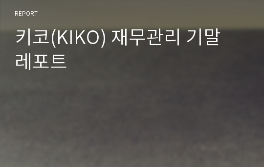 키코(KIKO) 재무관리 기말 레포트