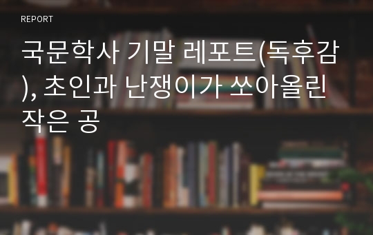 국문학사 기말 레포트(독후감), 초인과 난쟁이가 쏘아올린 작은 공