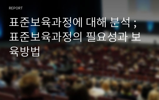 표준보육과정에 대해 분석 ; 표준보육과정의 필요성과 보육방법