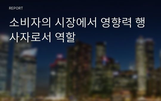 소비자의 시장에서 영향력 행사자로서 역할