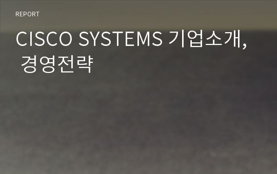 CISCO SYSTEMS 기업소개, 경영전략