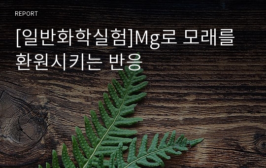 [일반화학실험]Mg로 모래를 환원시키는 반응