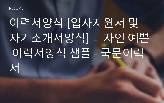 이력서양식 [입사지원서 및 자기소개서양식] 디자인 예쁜 이력서양식 샘플 - 국문이력서