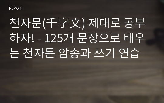 천자문(千字文) 제대로 공부하자! - 125개 문장으로 배우는 천자문 암송과 쓰기 연습