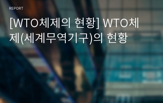 [WTO체제의 현황] WTO체제(세계무역기구)의 현황