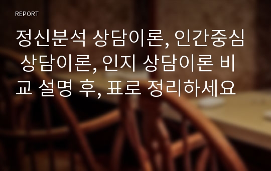 정신분석 상담이론, 인간중심 상담이론, 인지 상담이론 비교 설명 후, 표로 정리하세요