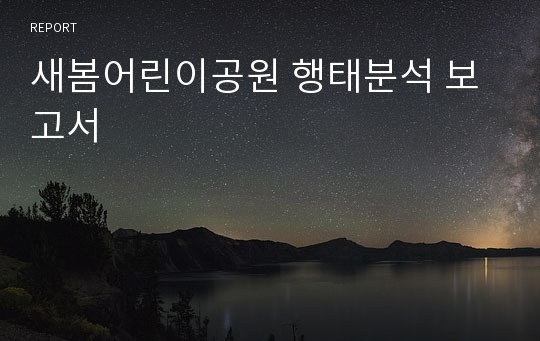 새봄어린이공원 행태분석 보고서