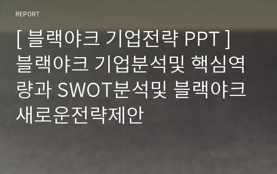 [ 블랙야크 기업전략 PPT ] 블랙야크 기업분석및 핵심역량과 SWOT분석및 블랙야크 새로운전략제안