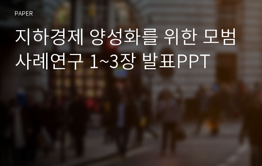 지하경제 양성화를 위한 모범사례연구 1~3장 발표PPT