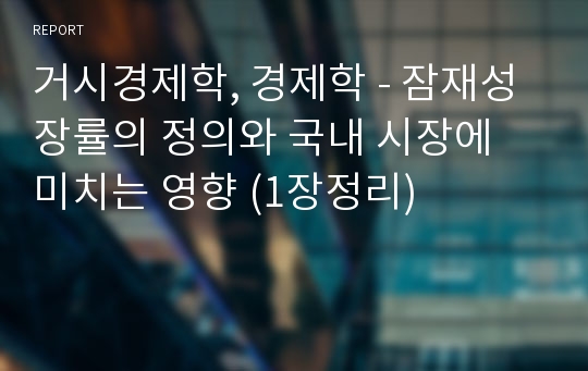 거시경제학, 경제학 - 잠재성장률의 정의와 국내 시장에 미치는 영향 (1장정리)