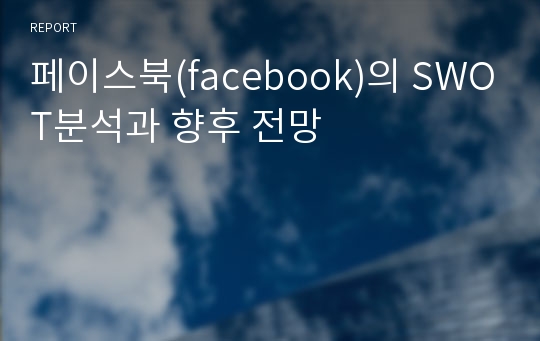 페이스북(facebook)의 SWOT분석과 향후 전망