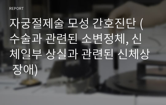 자궁절제술 모성 간호진단 (수술과 관련된 소변정체, 신체일부 상실과 관련된 신체상 장애)