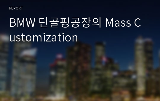 BMW 딘골핑공장의 Mass Customization