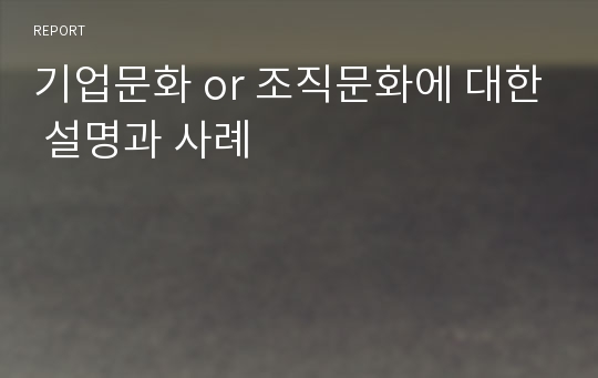 기업문화 or 조직문화에 대한 설명과 사례