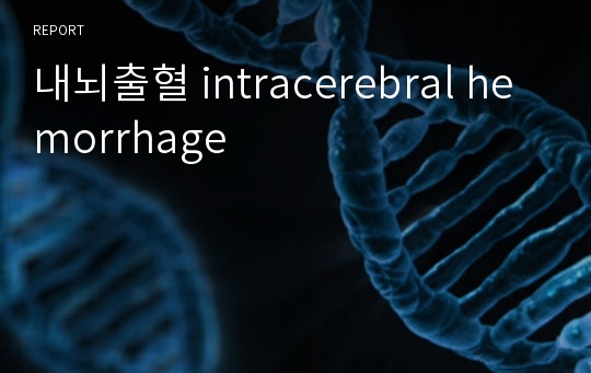 내뇌출혈 intracerebral hemorrhage