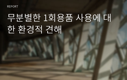 무분별한 1회용품 사용에 대한 환경적 견해