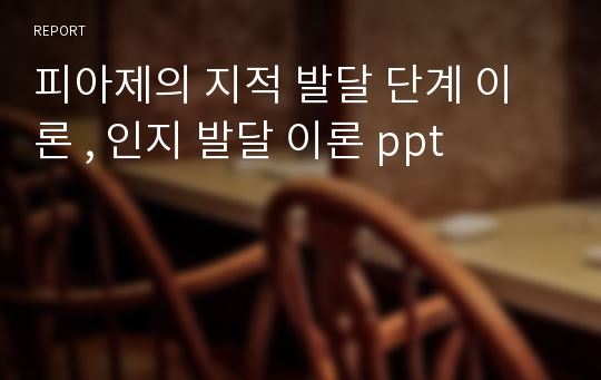 피아제의 지적 발달 단계 이론 , 인지 발달 이론 ppt