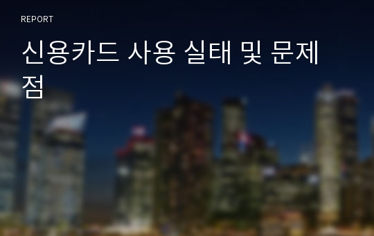 신용카드 사용 실태 및 문제점