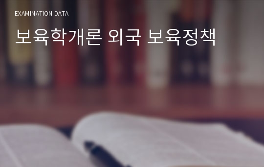 보육학개론 외국 보육정책