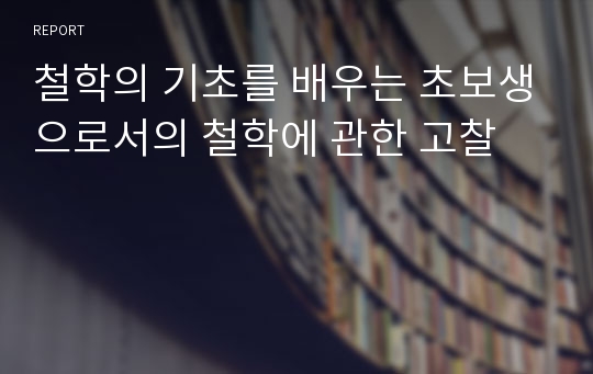 철학의 기초를 배우는 초보생으로서의 철학에 관한 고찰