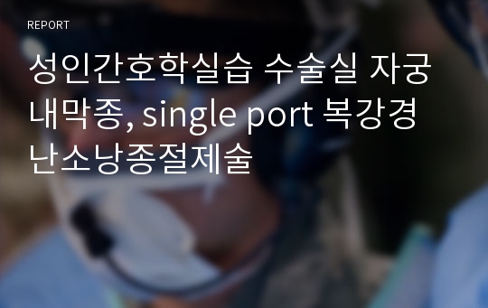 성인간호학실습 수술실 자궁내막종, single port 복강경 난소낭종절제술