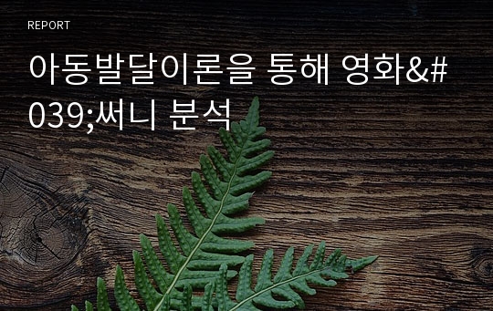 아동발달이론을 통해 영화&#039;써니 분석