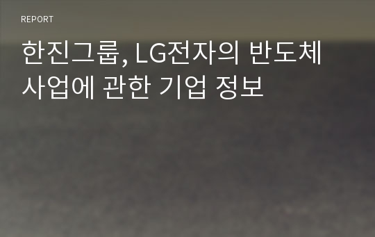 한진그룹, LG전자의 반도체 사업에 관한 기업 정보