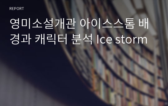 영미소설개관 아이스스톰 배경과 캐릭터 분석 Ice storm