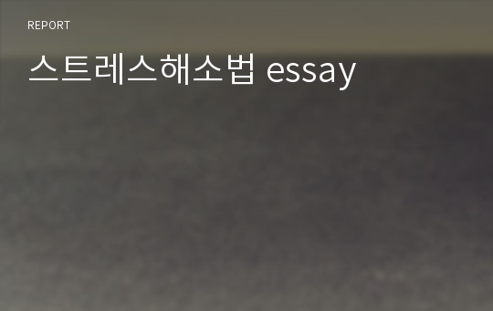 스트레스해소법 essay