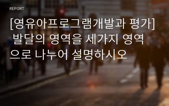 [영유아프로그램개발과 평가] 발달의 영역을 세가지 영역으로 나누어 설명하시오