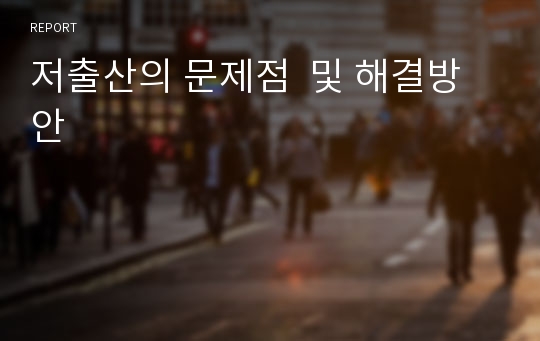 저출산의 문제점  및 해결방안