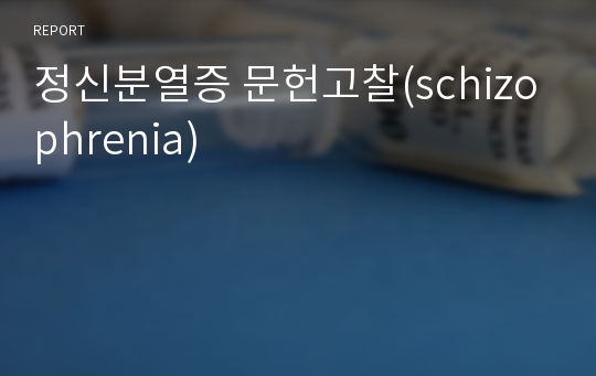 정신분열증 문헌고찰(schizophrenia)