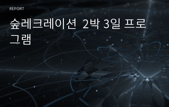 숲레크레이션  2박 3일 프로그램