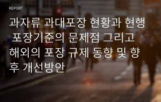 과자류 과대포장 현황과 현행 포장기준의 문제점 그리고 해외의 포장 규제 동향 및 향후 개선방안