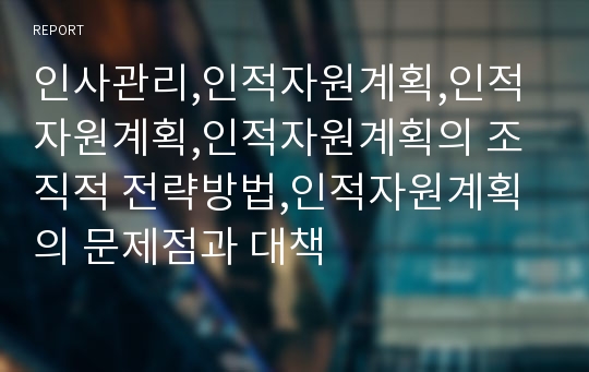 인사관리,인적자원계획,인적자원계획,인적자원계획의 조직적 전략방법,인적자원계획의 문제점과 대책