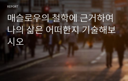 매슬로우의 철학에 근거하여 나의 삶은 어떠한지 기술해보시오