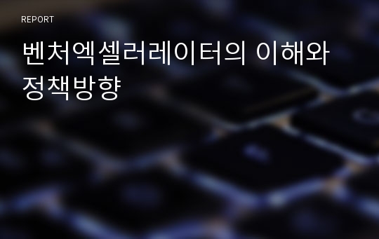 벤처엑셀러레이터의 이해와 정책방향