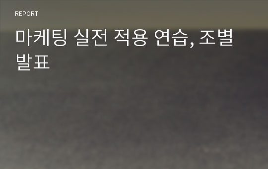 마케팅 실전 적용 연습, 조별발표