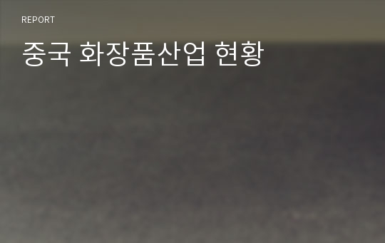 중국 화장품산업 현황