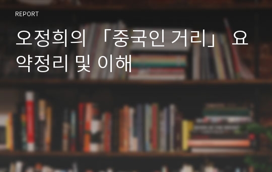 오정희의 「중국인 거리」 요약정리 및 이해