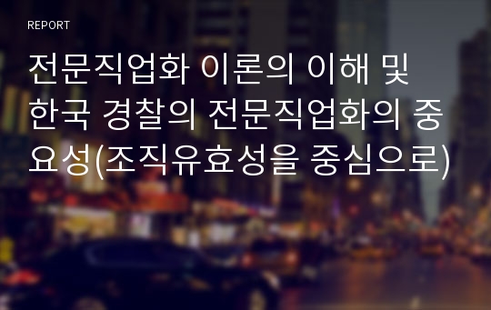 전문직업화 이론의 이해 및 한국 경찰의 전문직업화의 중요성(조직유효성을 중심으로)