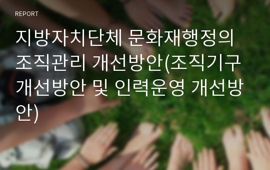 지방자치단체 문화재행정의 조직관리 개선방안(조직기구 개선방안 및 인력운영 개선방안)