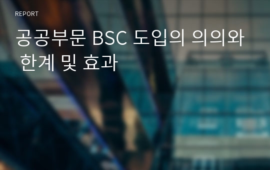 공공부문 BSC 도입의 의의와 한계 및 효과