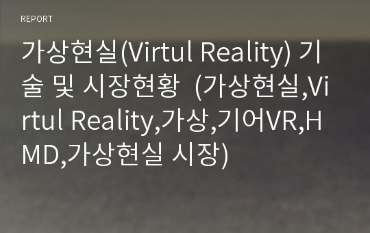 가상현실(Virtul Reality) 기술 및 시장현황  (가상현실,Virtul Reality,가상,기어VR,HMD,가상현실 시장)