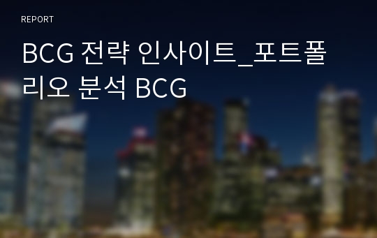 BCG 전략 인사이트_포트폴리오 분석 BCG