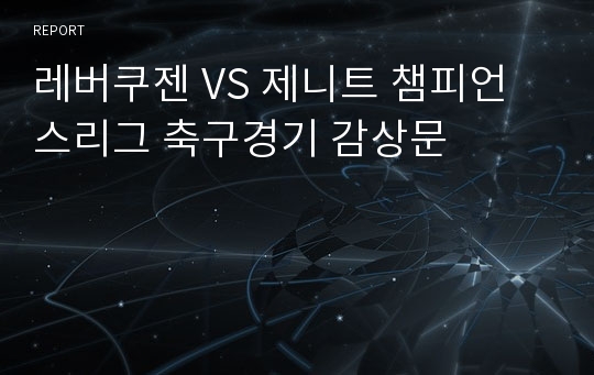 레버쿠젠 VS 제니트 챔피언스리그 축구경기 감상문
