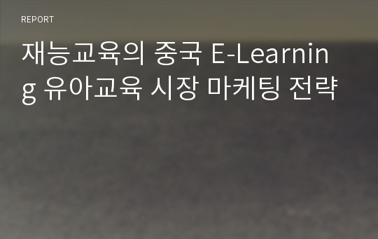 재능교육의 중국 E-Learning 유아교육 시장 마케팅 전략